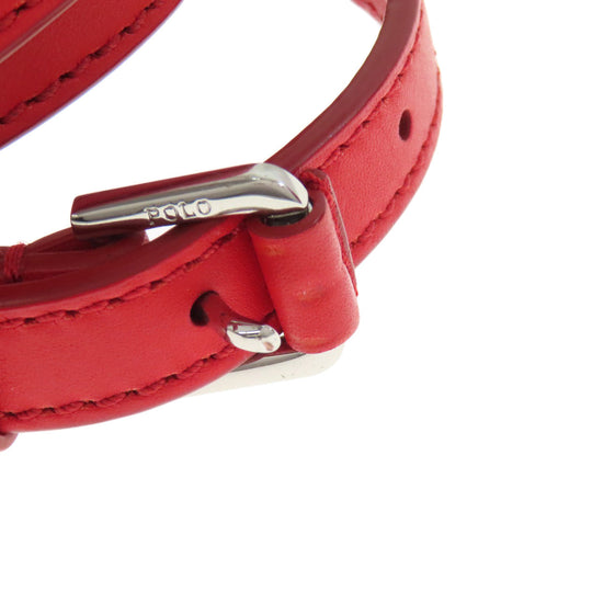 POLO RALPH LAUREN Handbag leather Red 2WAY Women Used Authentic