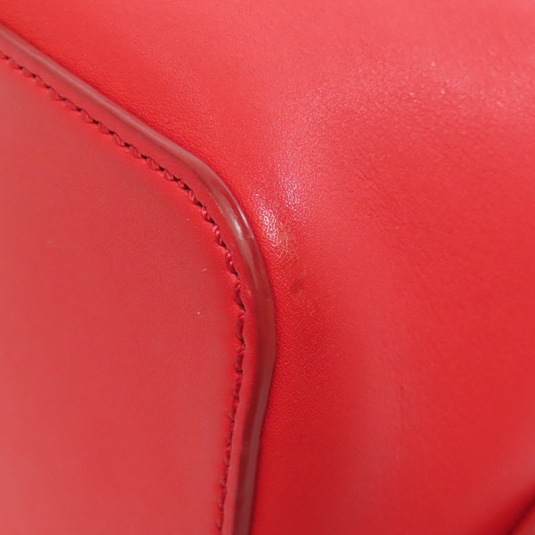 POLO RALPH LAUREN Handbag leather Red 2WAY Women Used Authentic