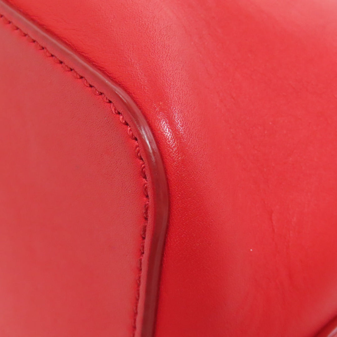 POLO RALPH LAUREN Handbag leather Red 2WAY Women Used Authentic