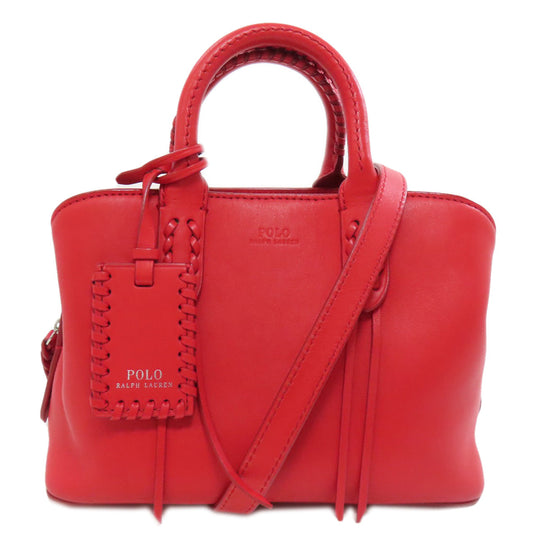 POLO RALPH LAUREN Handbag leather Red 2WAY Women Used Authentic