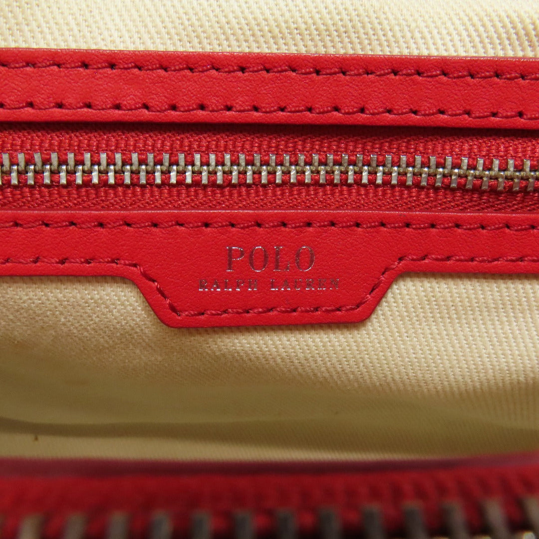 POLO RALPH LAUREN Handbag leather Red 2WAY Women Used Authentic