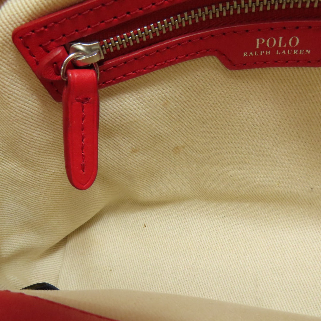 POLO RALPH LAUREN Handbag leather Red 2WAY Women Used Authentic
