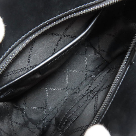 MICHAEL KORS Shoulder Bag leather black logo Women Used Authentic