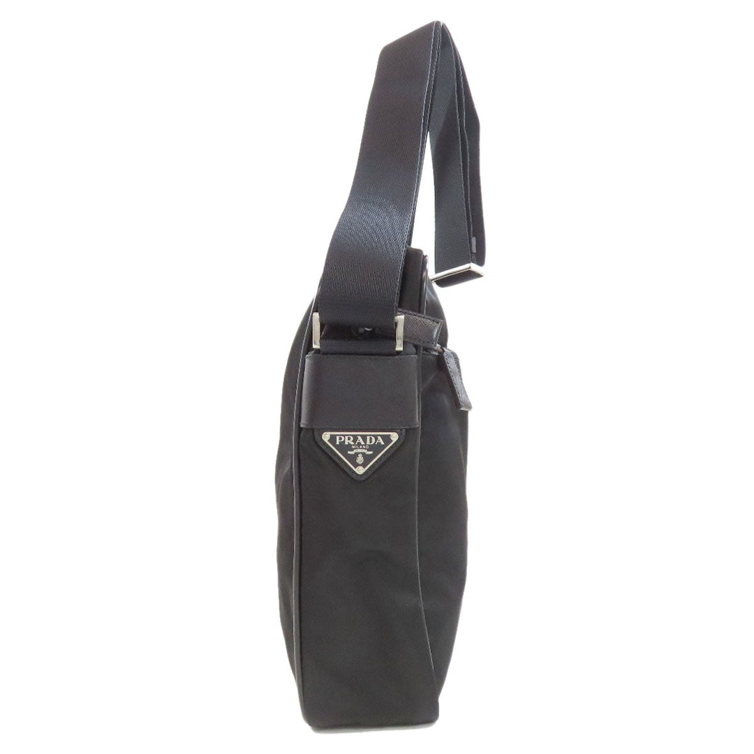 PRADA Shoulder Bag Nylon black logoMetal Women Used Authentic