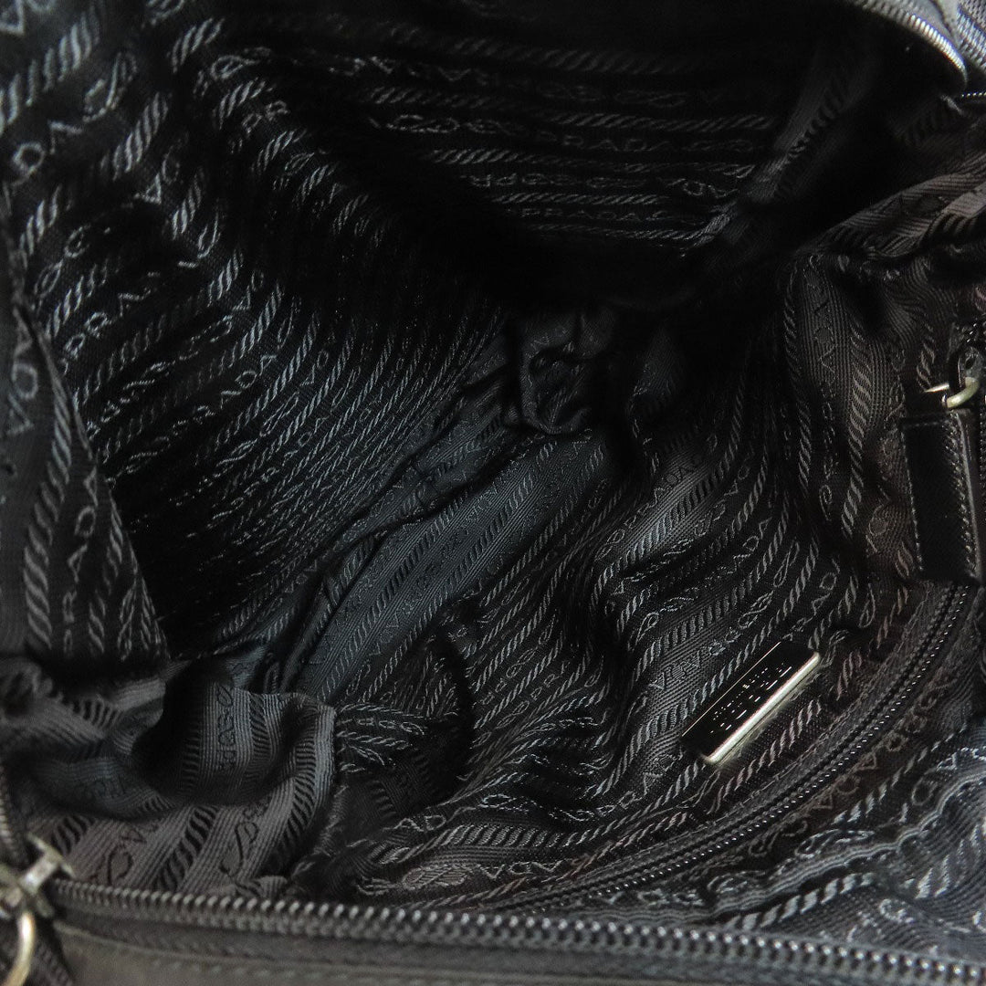 PRADA Shoulder Bag Nylon black logoMetal Women Used Authentic