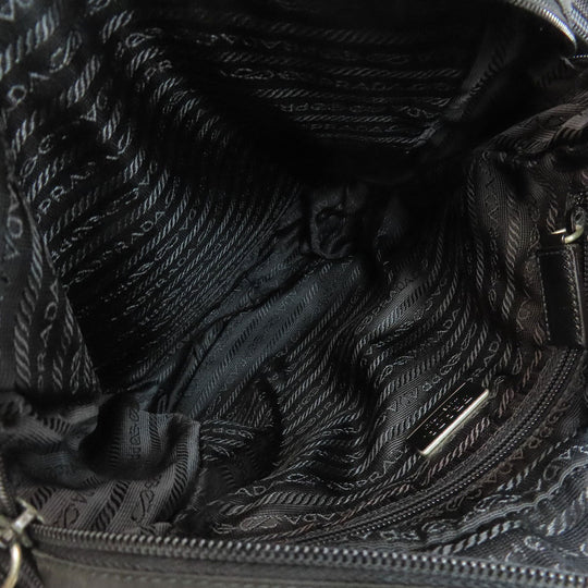 PRADA Shoulder Bag Nylon black logoMetal Women Used Authentic