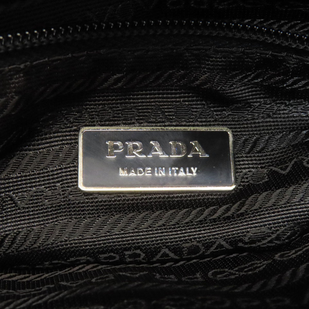 PRADA Shoulder Bag Nylon black logoMetal Women Used Authentic