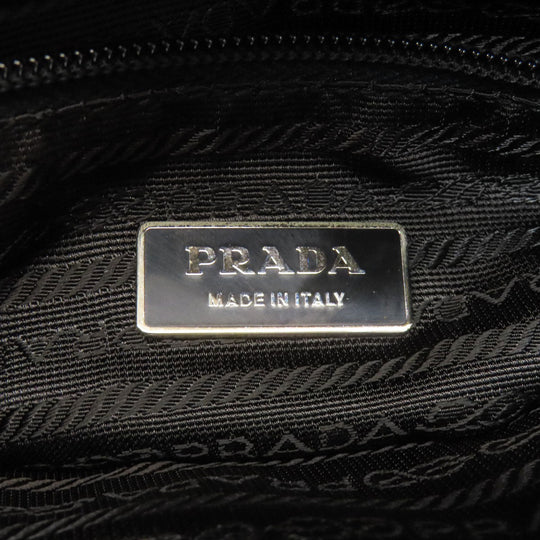 PRADA Shoulder Bag Nylon black logoMetal Women Used Authentic