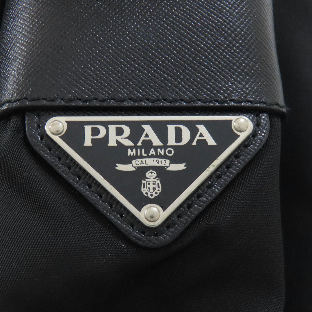 PRADA Shoulder Bag Nylon black logoMetal Women Used Authentic