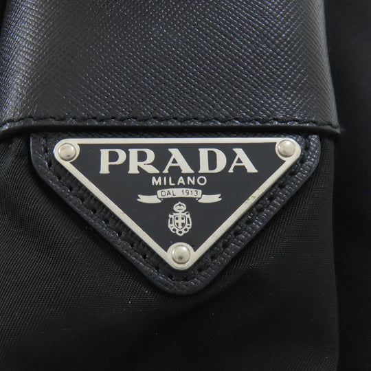 PRADA Shoulder Bag Nylon black logoMetal Women Used Authentic