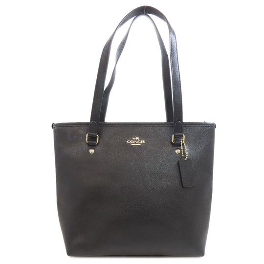 COACH Tote Bag F57789 leather black logo Women Used Authentic