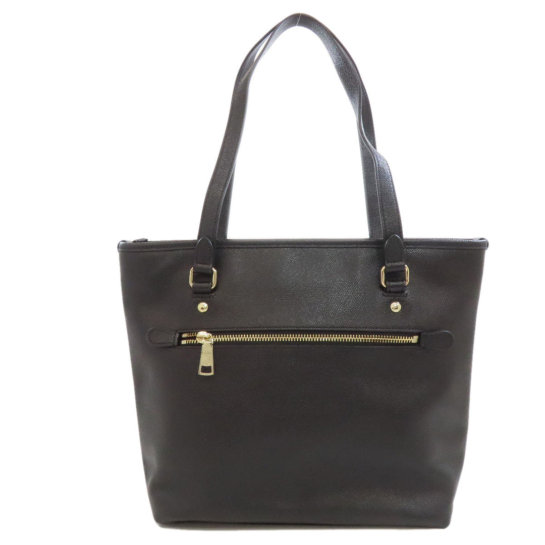 COACH Tote Bag F57789 leather black logo Women Used Authentic