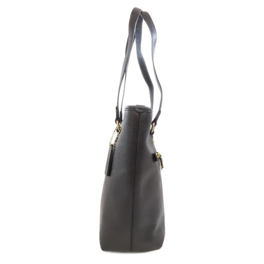 COACH Tote Bag F57789 leather black logo Women Used Authentic