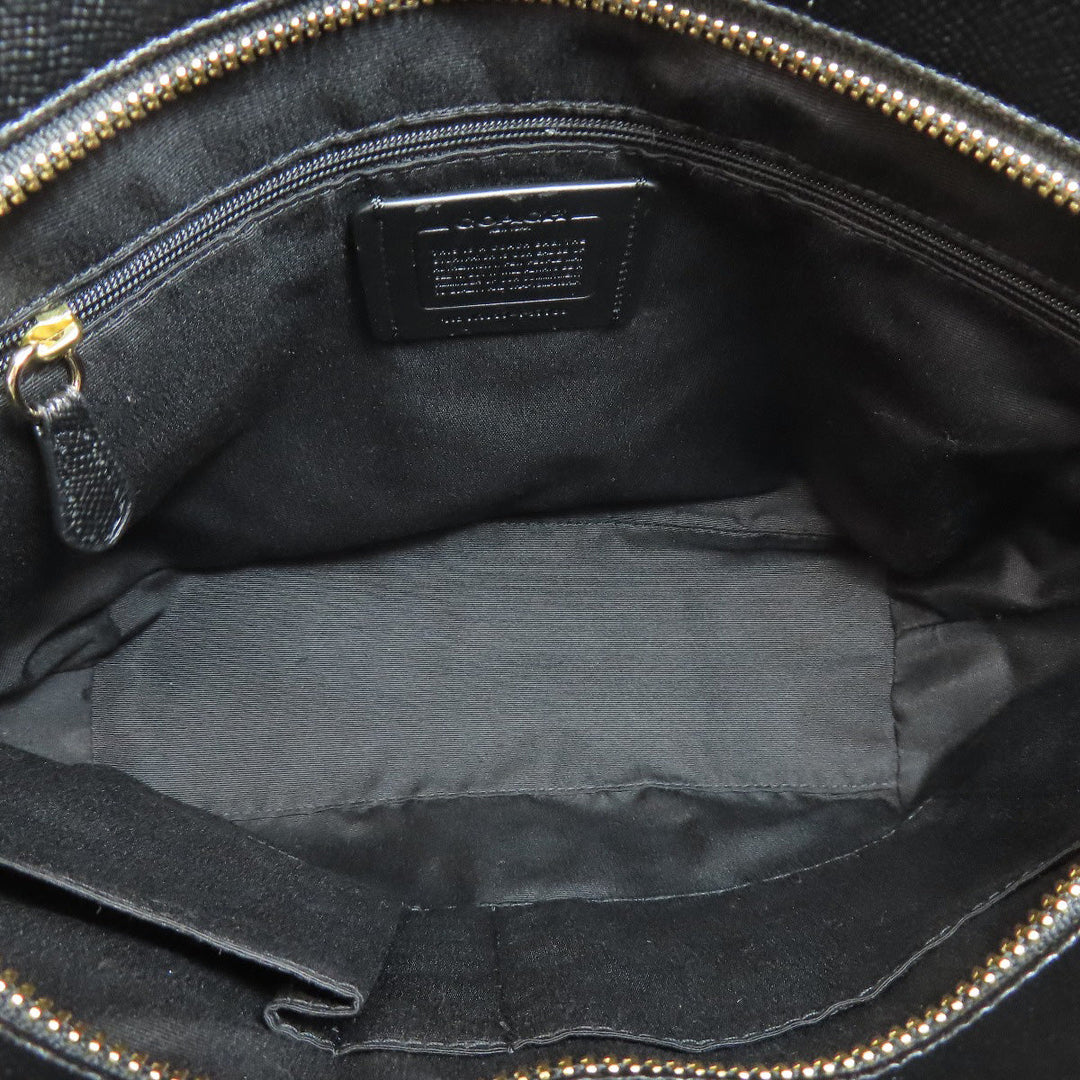 COACH Tote Bag F57789 leather black logo Women Used Authentic