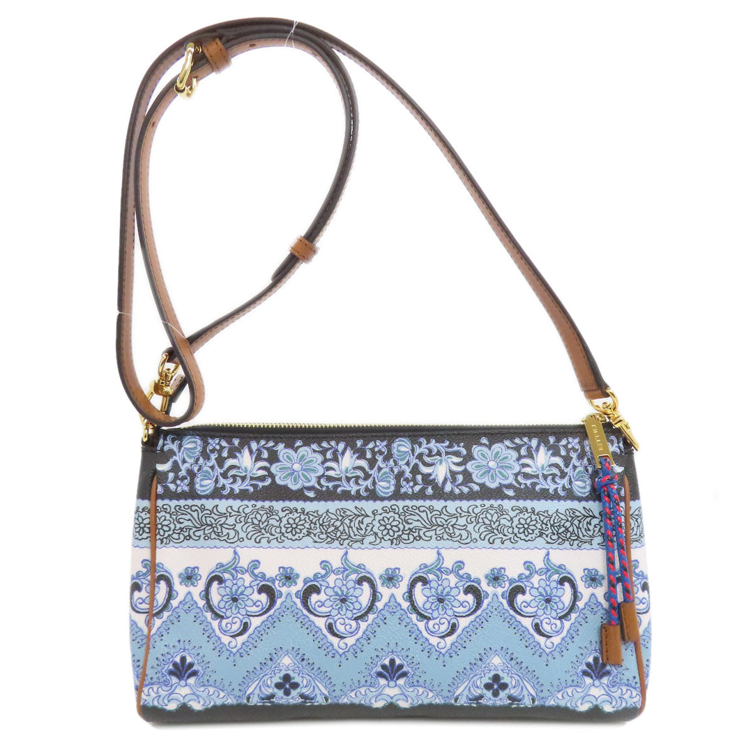 ETRO Shoulder Bag PVC blue Flower motif Women Used Authentic