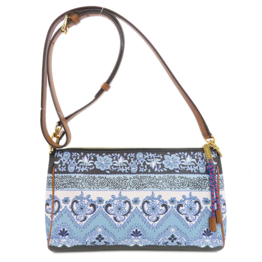 ETRO Shoulder Bag PVC blue Flower motif Women Used Authentic
