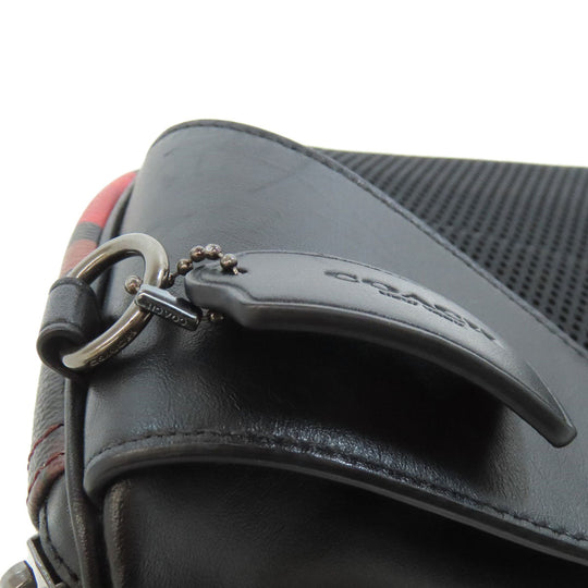 COACH Sling bag F89034 PVC, Leather black Camouflage Pattern mens Used Authentic