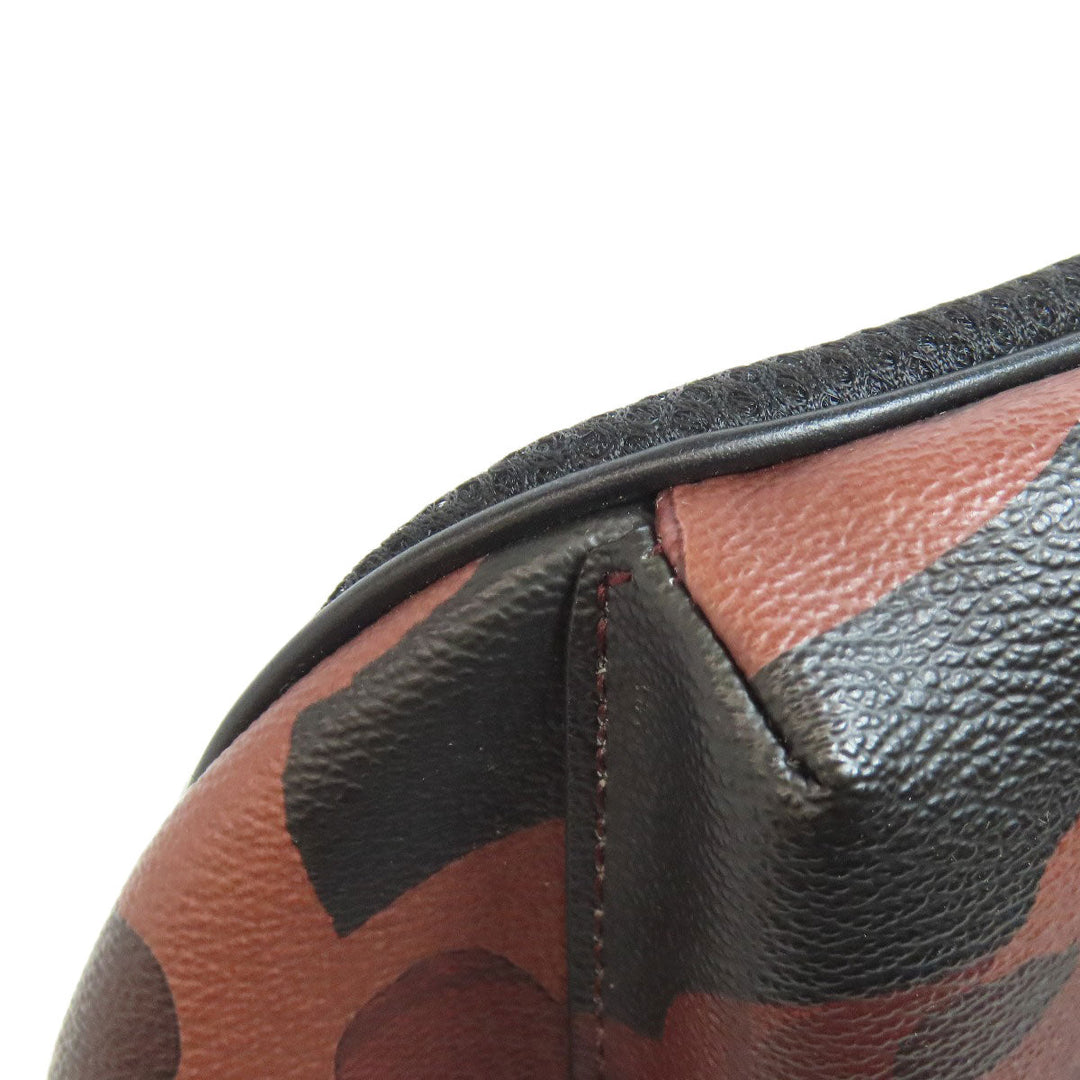 COACH Sling bag F89034 PVC, Leather black Camouflage Pattern mens Used Authentic