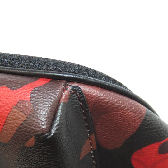 COACH Sling bag F89034 PVC, Leather black Camouflage Pattern mens Used Authentic