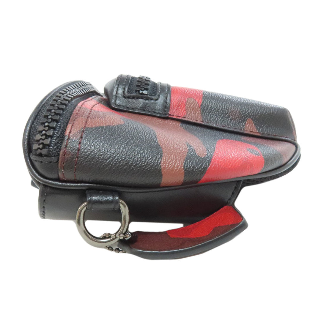 COACH Sling bag F89034 PVC, Leather black Camouflage Pattern mens Used Authentic