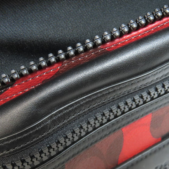 COACH Sling bag F89034 PVC, Leather black Camouflage Pattern mens Used Authentic