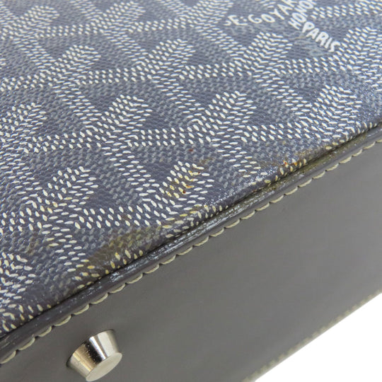 GOYARD Tote Bag PVC gray Herringbone Pattern Women Used Authentic