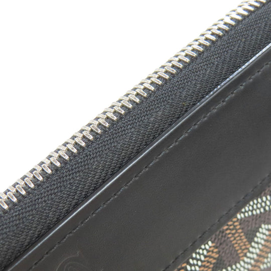 GOYARD Long Wallet Purse PVC black Herringbone Pattern Women Used Authentic