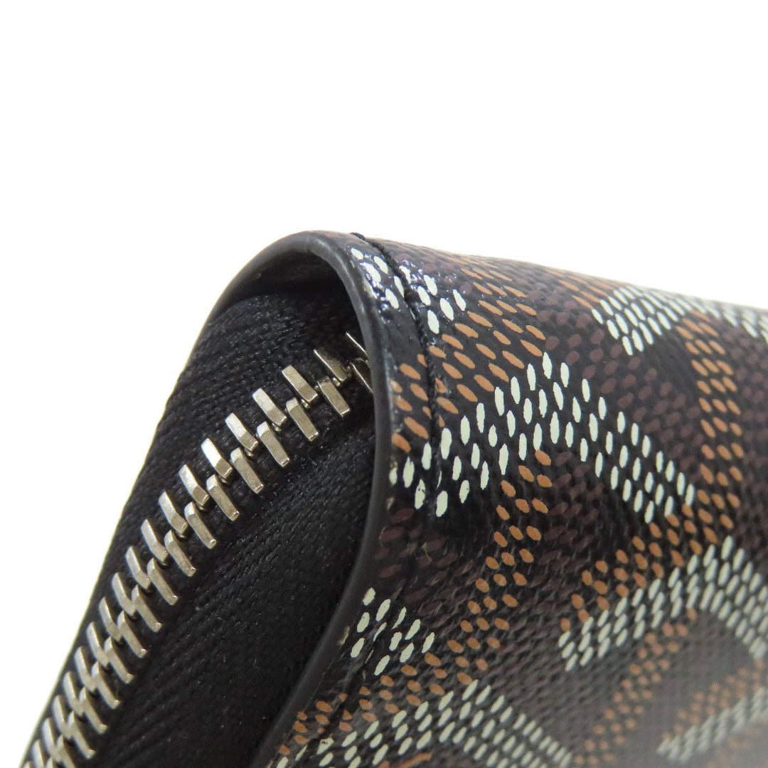 GOYARD Long Wallet Purse PVC black Herringbone Pattern Women Used Authentic