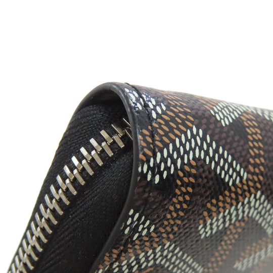 GOYARD Long Wallet Purse PVC black Herringbone Pattern Women Used Authentic