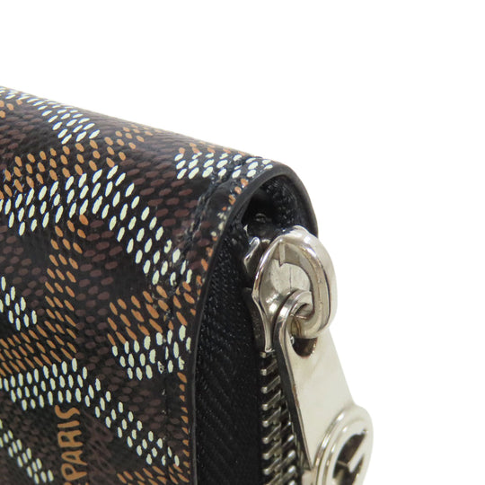 GOYARD Long Wallet Purse PVC black Herringbone Pattern Women Used Authentic