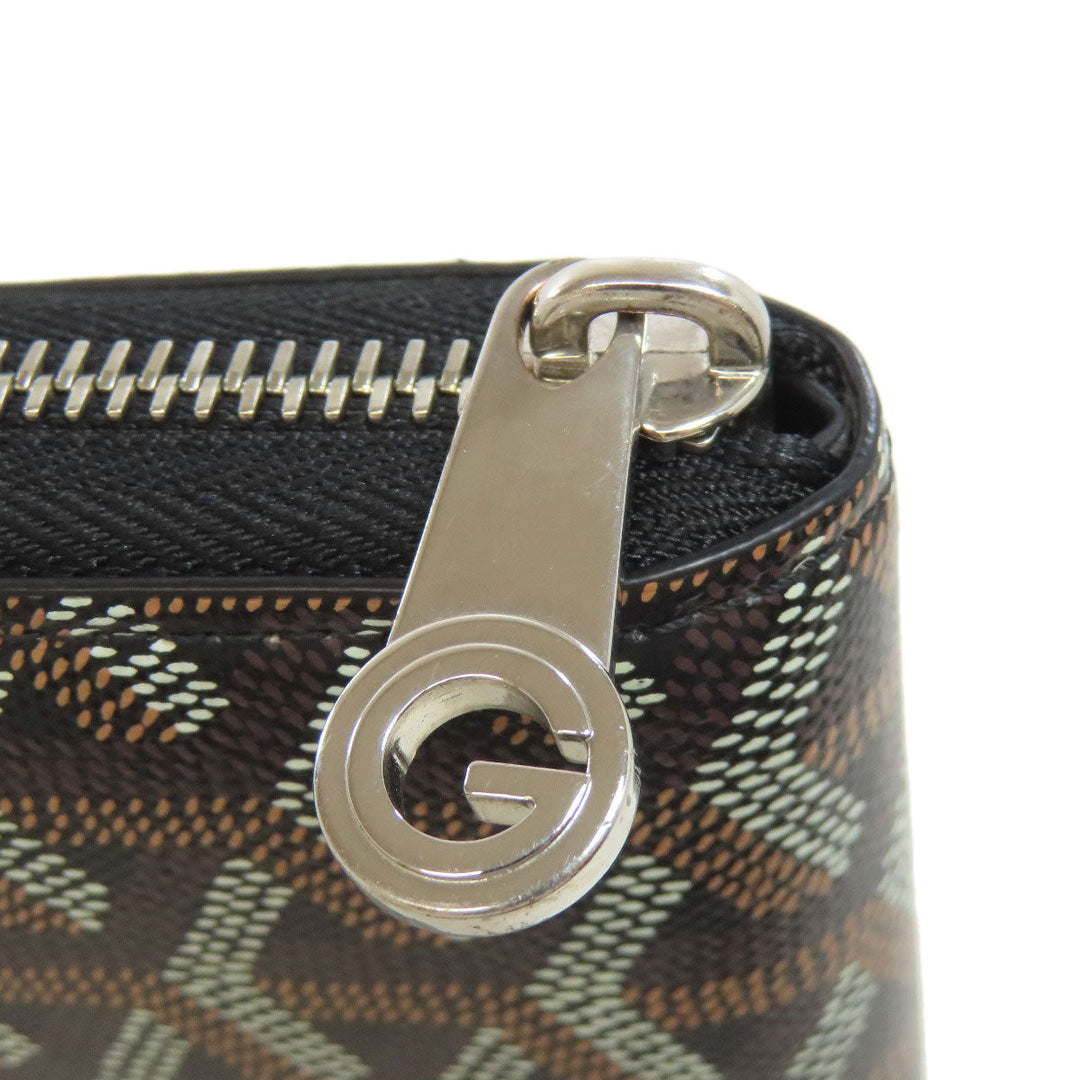 GOYARD Long Wallet Purse PVC black Herringbone Pattern Women Used Authentic