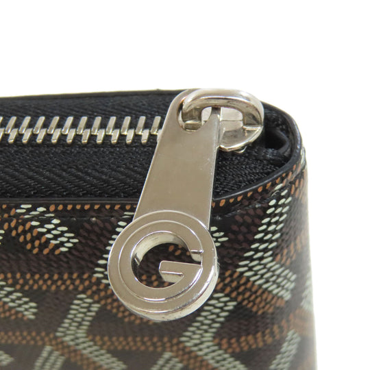 GOYARD Long Wallet Purse PVC black Herringbone Pattern Women Used Authentic