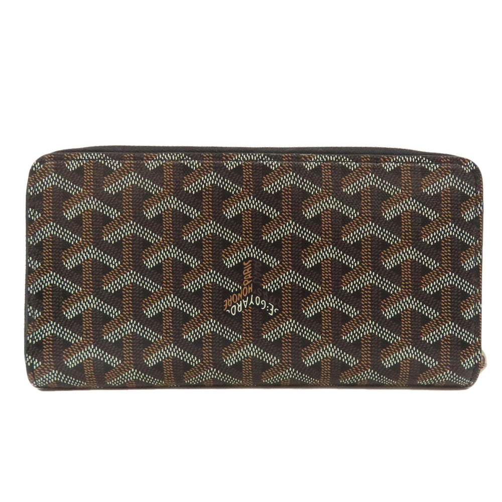 GOYARD Long Wallet Purse PVC black Herringbone Pattern Women Used Authentic