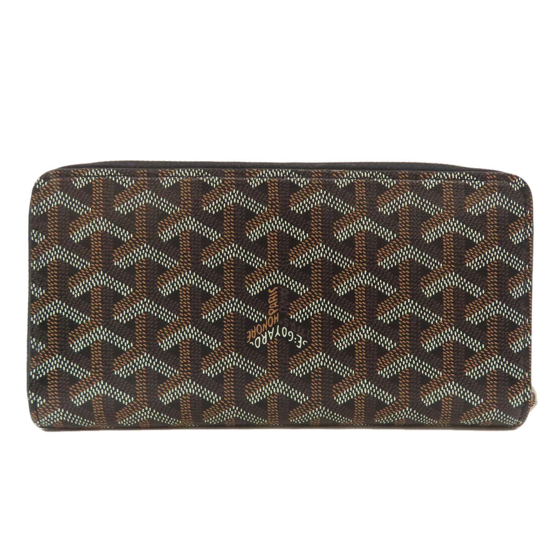 GOYARD Long Wallet Purse PVC black Herringbone Pattern Women Used Authentic