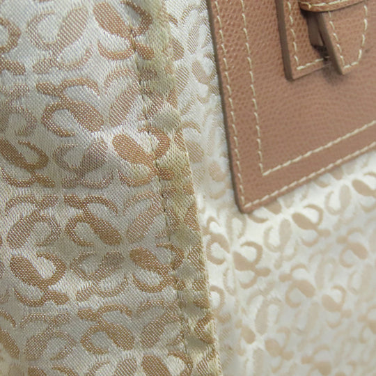 LOEWE Tote Bag canvas beige anagram Women Used Authentic