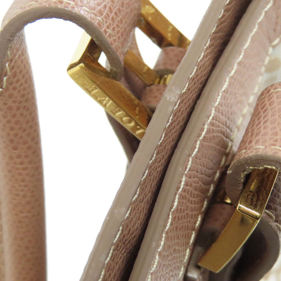 LOEWE Tote Bag canvas beige anagram Women Used Authentic
