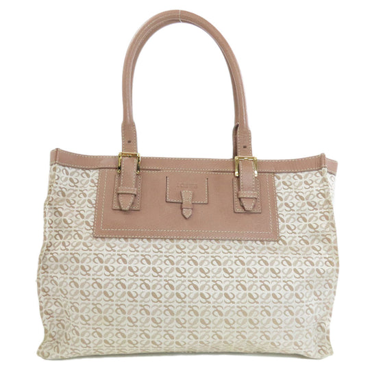 LOEWE Tote Bag canvas beige anagram Women Used Authentic