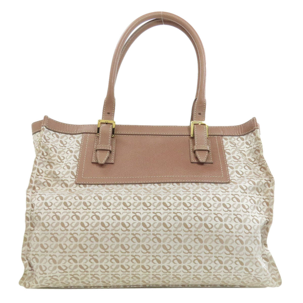 LOEWE Tote Bag canvas beige anagram Women Used Authentic