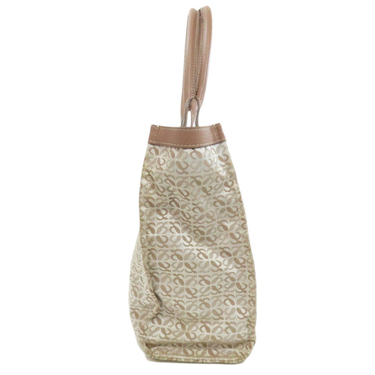LOEWE Tote Bag canvas beige anagram Women Used Authentic