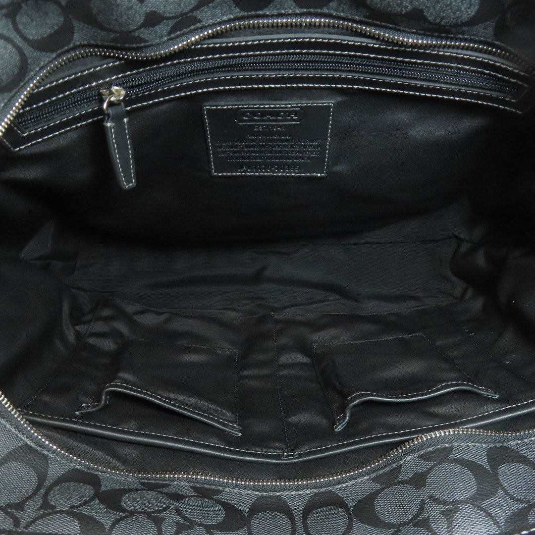 COACH Tote Bag 70395 PVC black Signature Women Used Authentic