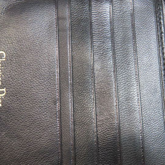 Christian Dior Bifold Wallet lambskin black Canage Women Used Authentic