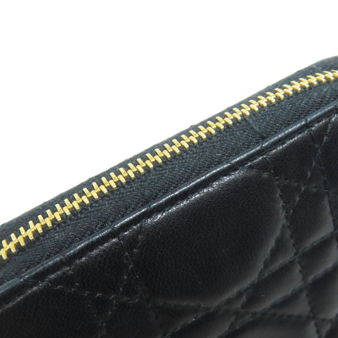 Christian Dior Bifold Wallet lambskin black Canage Women Used Authentic