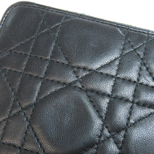 Christian Dior Bifold Wallet lambskin black Canage Women Used Authentic