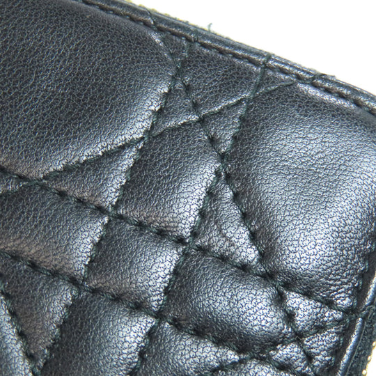 Christian Dior Bifold Wallet lambskin black Canage Women Used Authentic