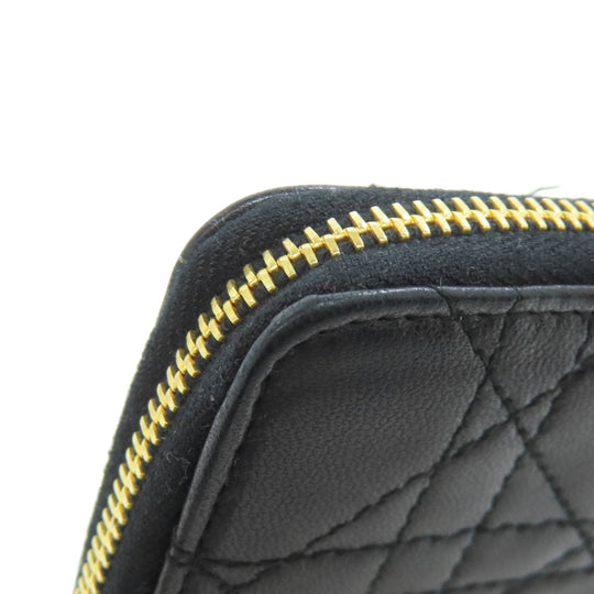 Christian Dior Bifold Wallet lambskin black Canage Women Used Authentic