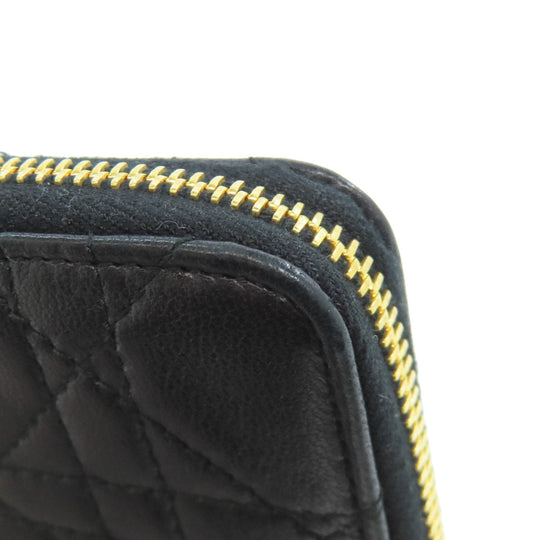 Christian Dior Bifold Wallet lambskin black Canage Women Used Authentic