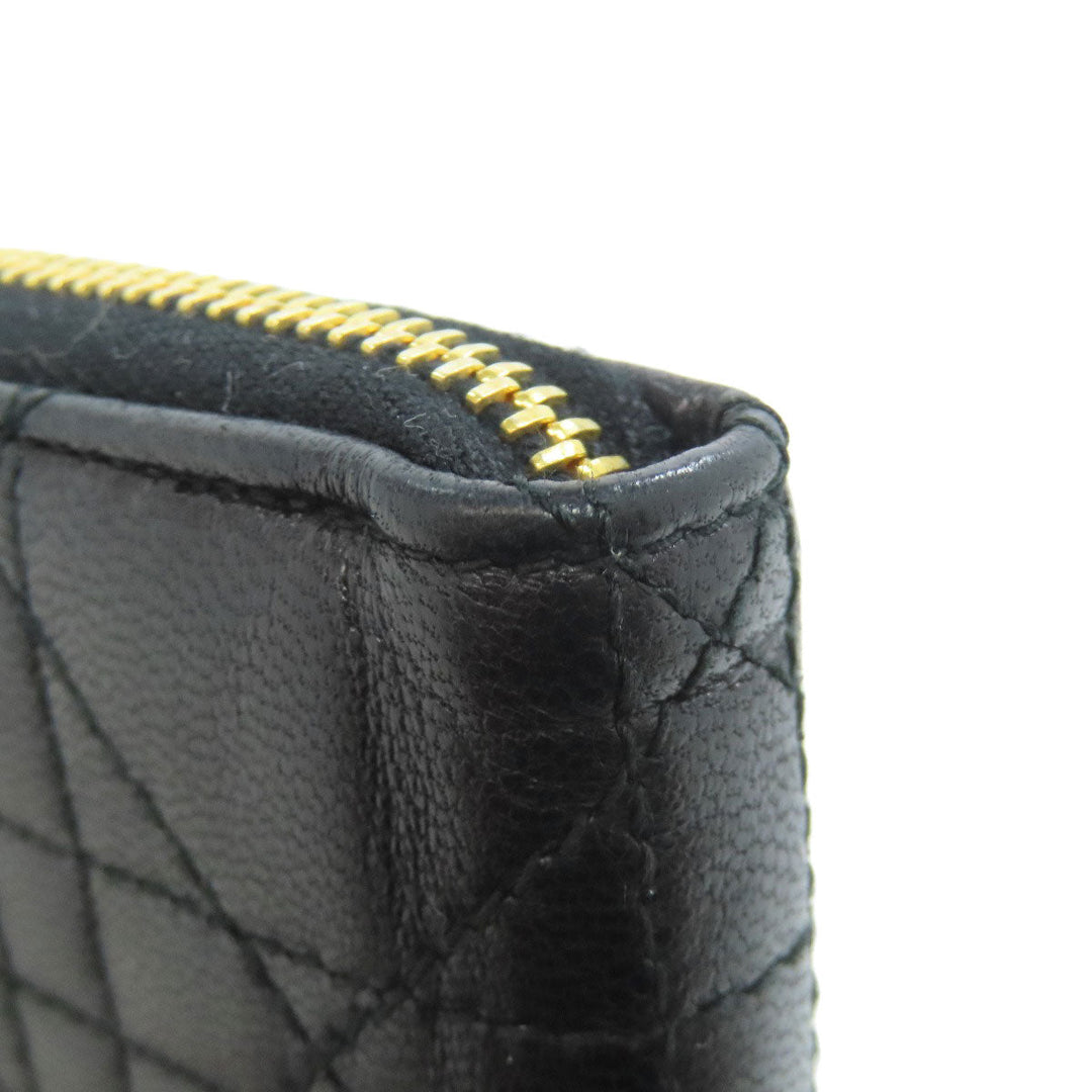 Christian Dior Bifold Wallet lambskin black Canage Women Used Authentic