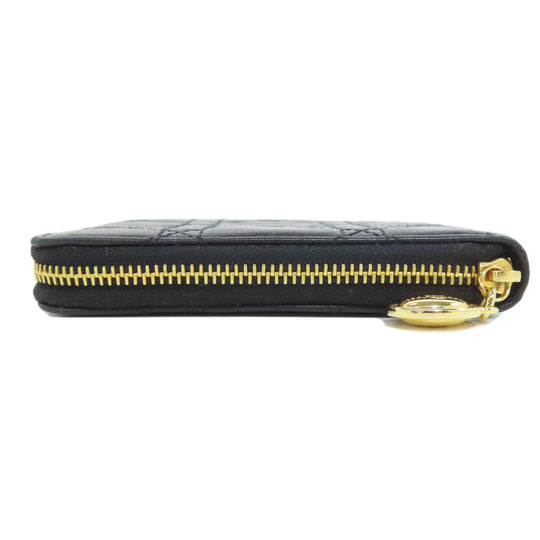 Christian Dior Bifold Wallet lambskin black Canage Women Used Authentic