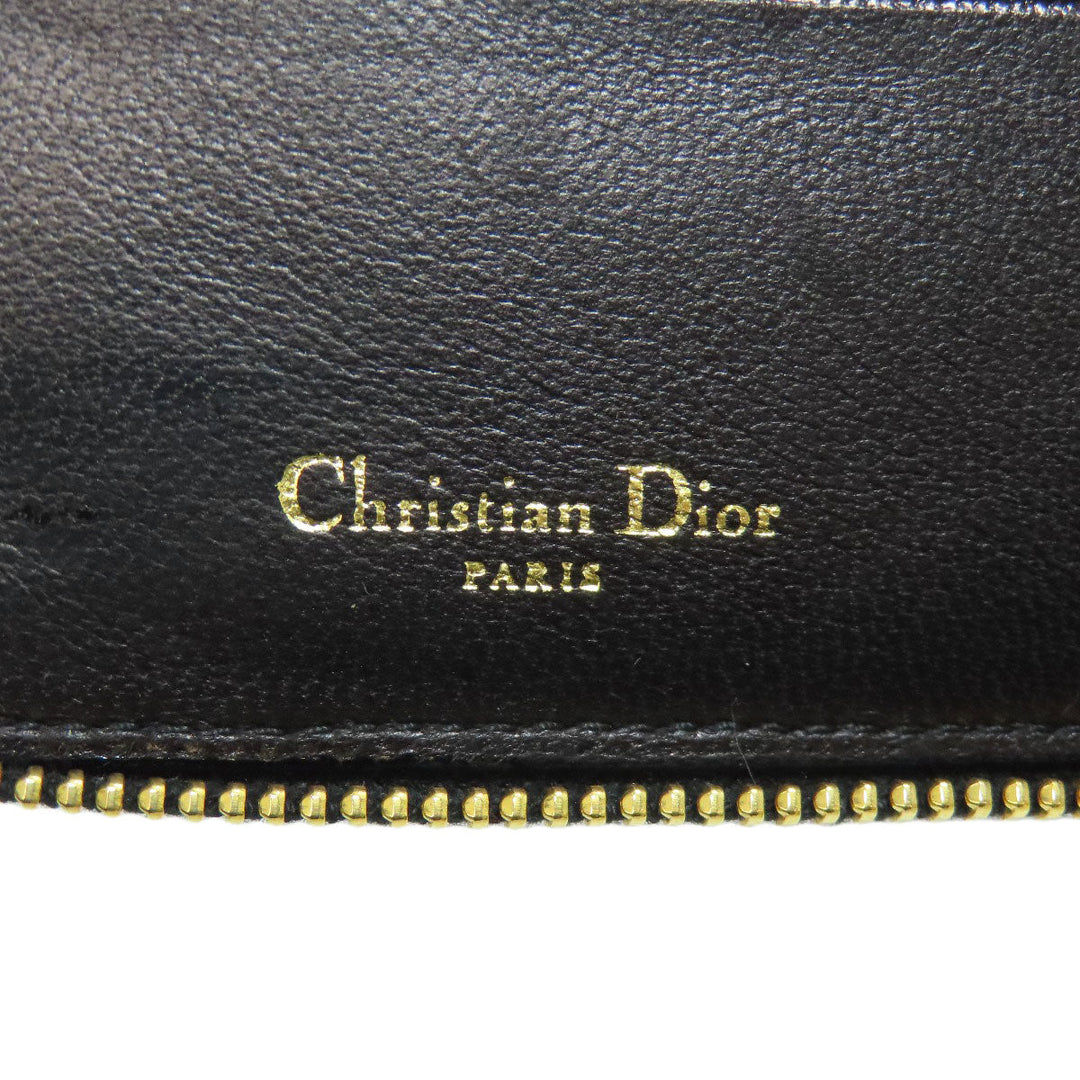 Christian Dior Bifold Wallet lambskin black Canage Women Used Authentic