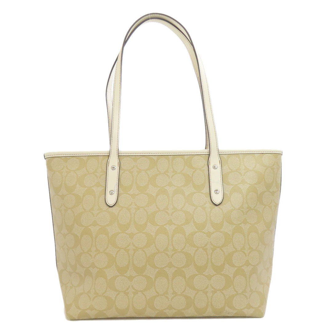 COACH Tote Bag F29358 PVC beige Mickey collaboration Disney Women Used Authentic